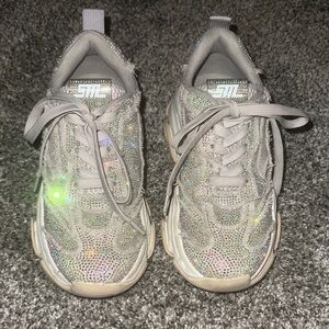 Steve Madden Silver Athletic Shoes with Shimmery Finish